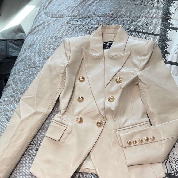 Balmain Beige Double-Breasted Blazer - Picture 1 of 6